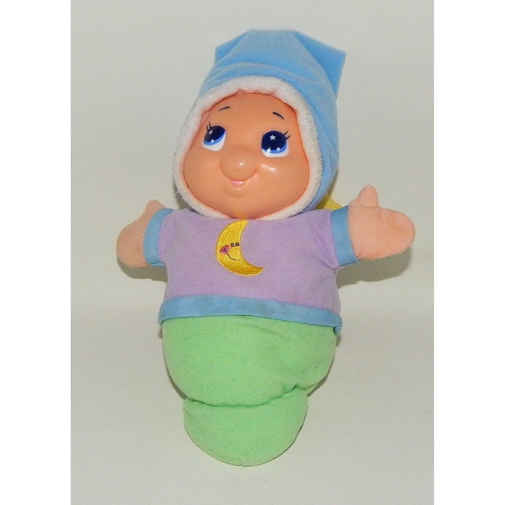 Playskool Glo Worm Plush Lullaby Musical Nightlight Face Blue Green Works 2003
